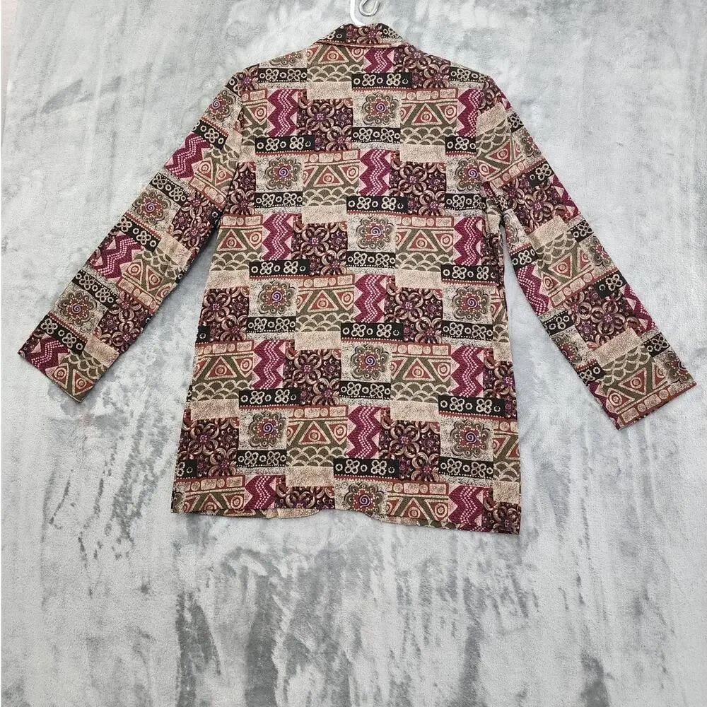 Vintage Briggs New York Blazer Women 10 Multicolor Geometric Aztec Single Button